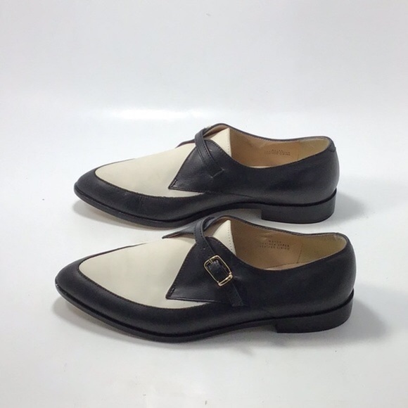 J.Crew Color lock Black White Leather Loafers 90s With Buckle Closure Size 6.5 - Picture 4 of 16